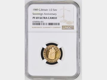 1989 'TUDOR ROSE' PROOF GOLD HALF SOVEREIGN PF69 UCAM