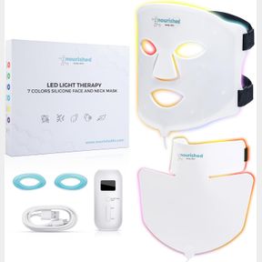 NOURISHED BODYNSKIN LED LIGHT THERAPY FACE & NECK MASK - FACIAL SKIN CARE DEVICE - 7 COLORS RED & BLUE - REJUVENATION, ANTI-AGING