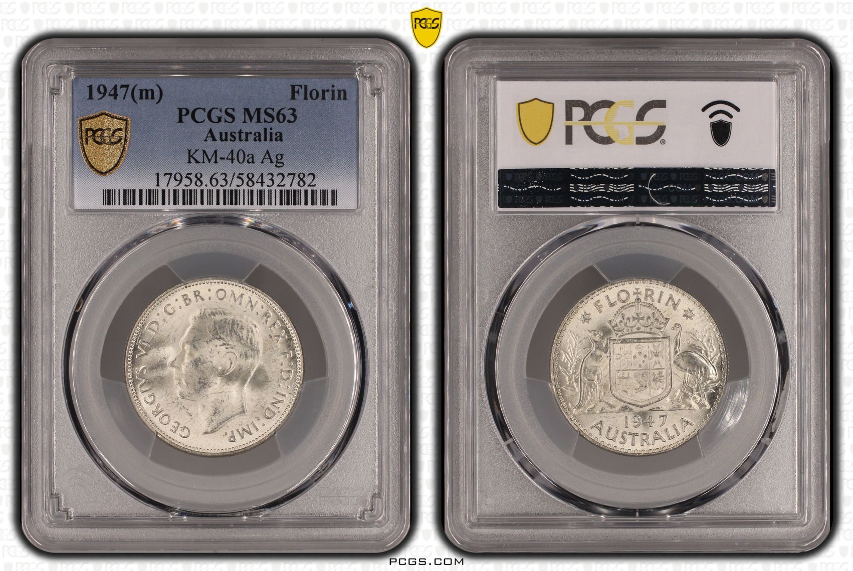 KM-40a Silver, Florin, 1947(m), PCGS MS63