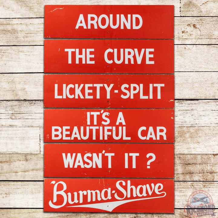 1960s Burma Shave Single Sided 6 Piece Wooden Sign