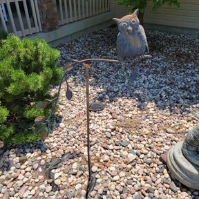 Adorable Iron Owl on A Branch Balancing Garden Sculpture