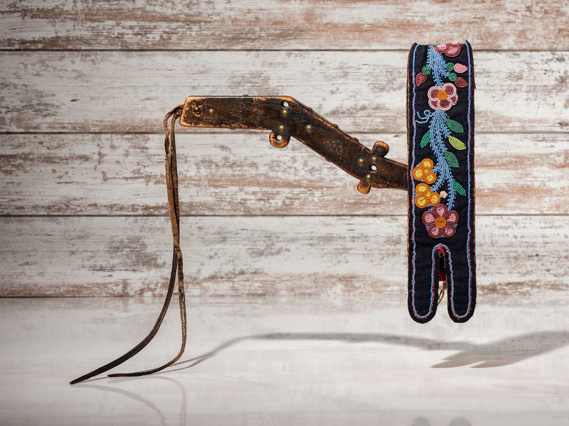 Great Lakes Wooden Quirt, with Beaded Wrist Strap