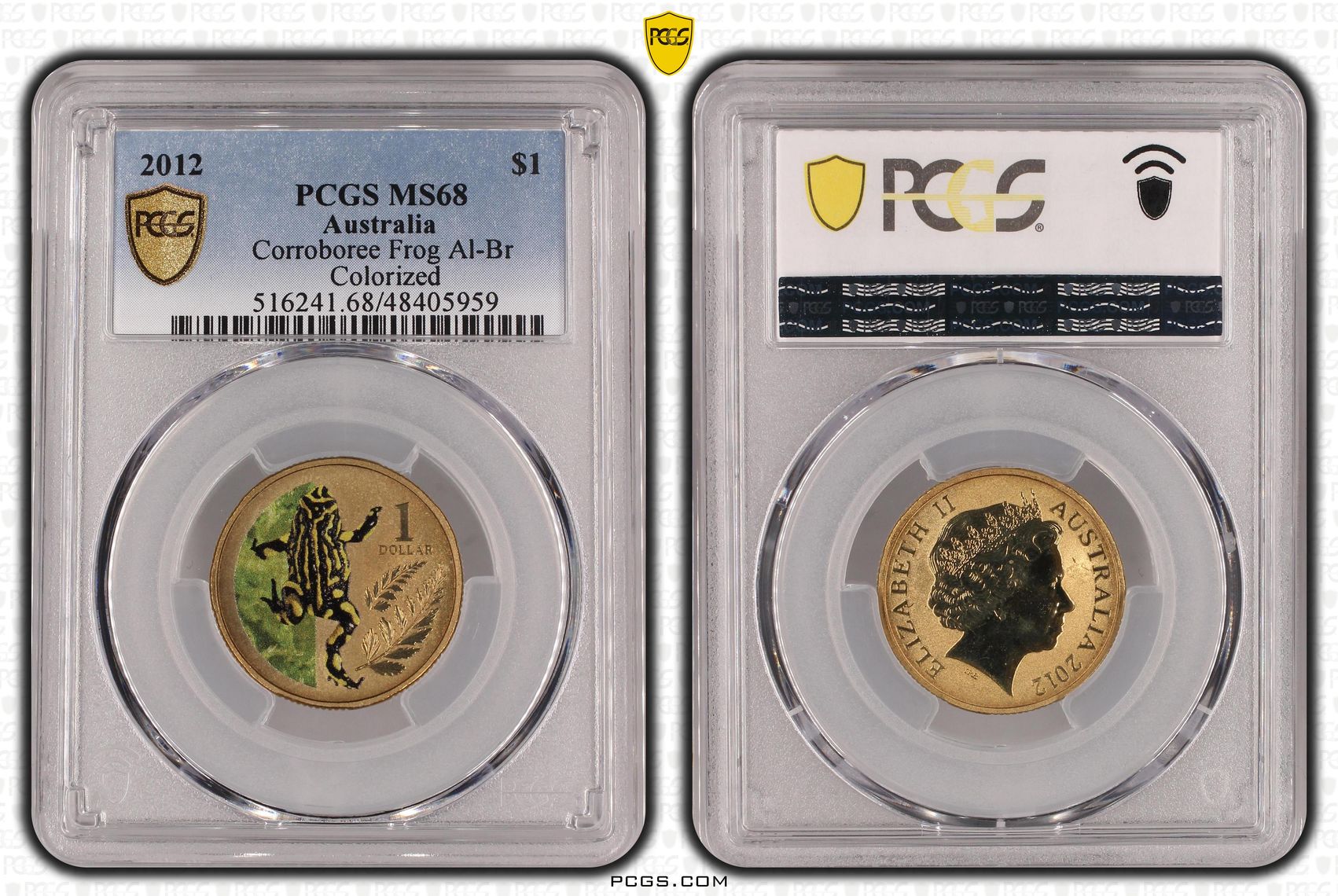 Elizabeth II, Corroboree Frog Al-Bronze, One Dollar, 2012, PCGS MS68