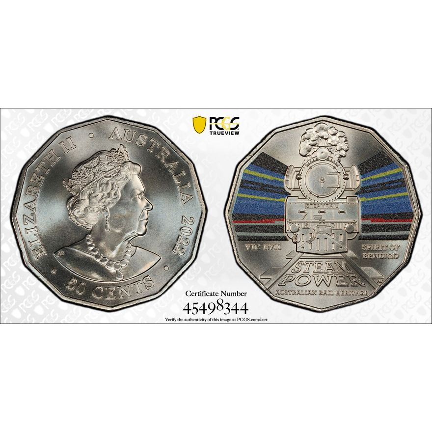 Victorian Railways R711 - Australian Rail Heritage, Fifty Cents, 2022, PCGS MS68
