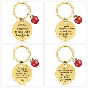 School Cr che Teacher Appreciation Novelty Gift Gold Key Rings 4 pieces |