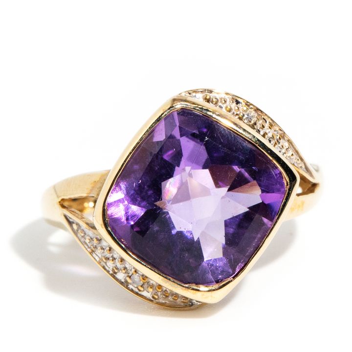 Amethyst & Diamond 9 Carat Gold Ring