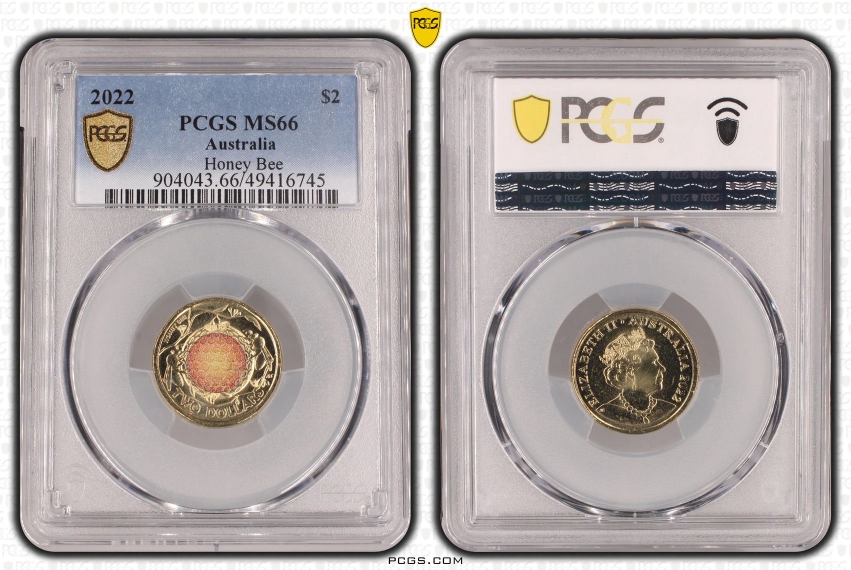 Honey Bee Colorized , Two Dollar, 2022, PCGS MS66