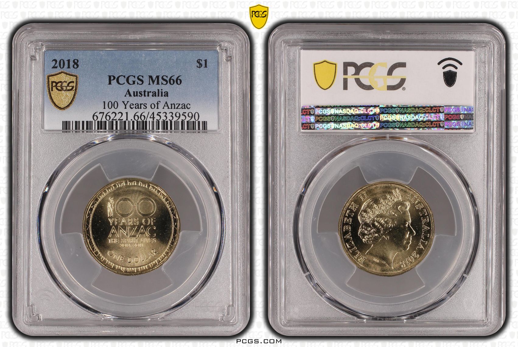 100 Years of Anzac, One Dollar, 2018, PCGS MS 66