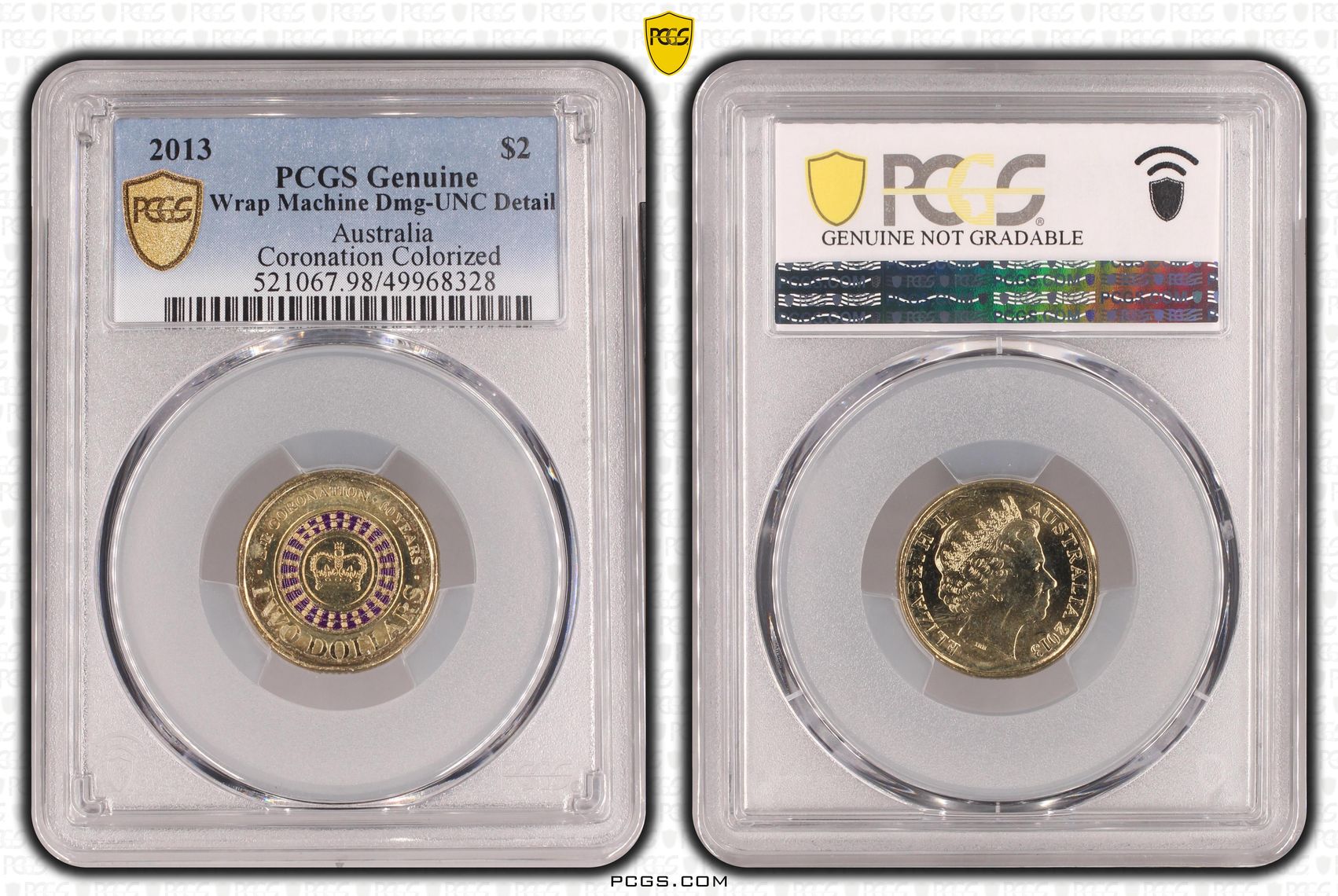 Coronation Colorized , Two Dollar, 2013, PCGS Genuine - UNC Details (98 - Damage)