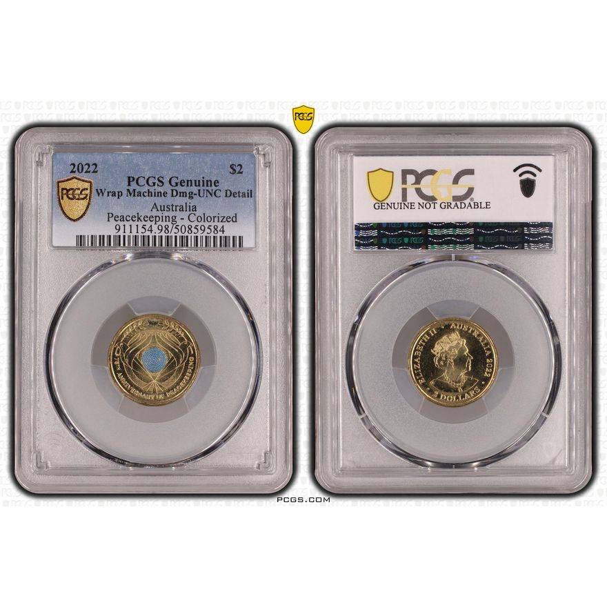 Peacekeeping - Colorized, Two Dollar, 2022, PCGS Genuine  - UNC Details (98 - Damage)