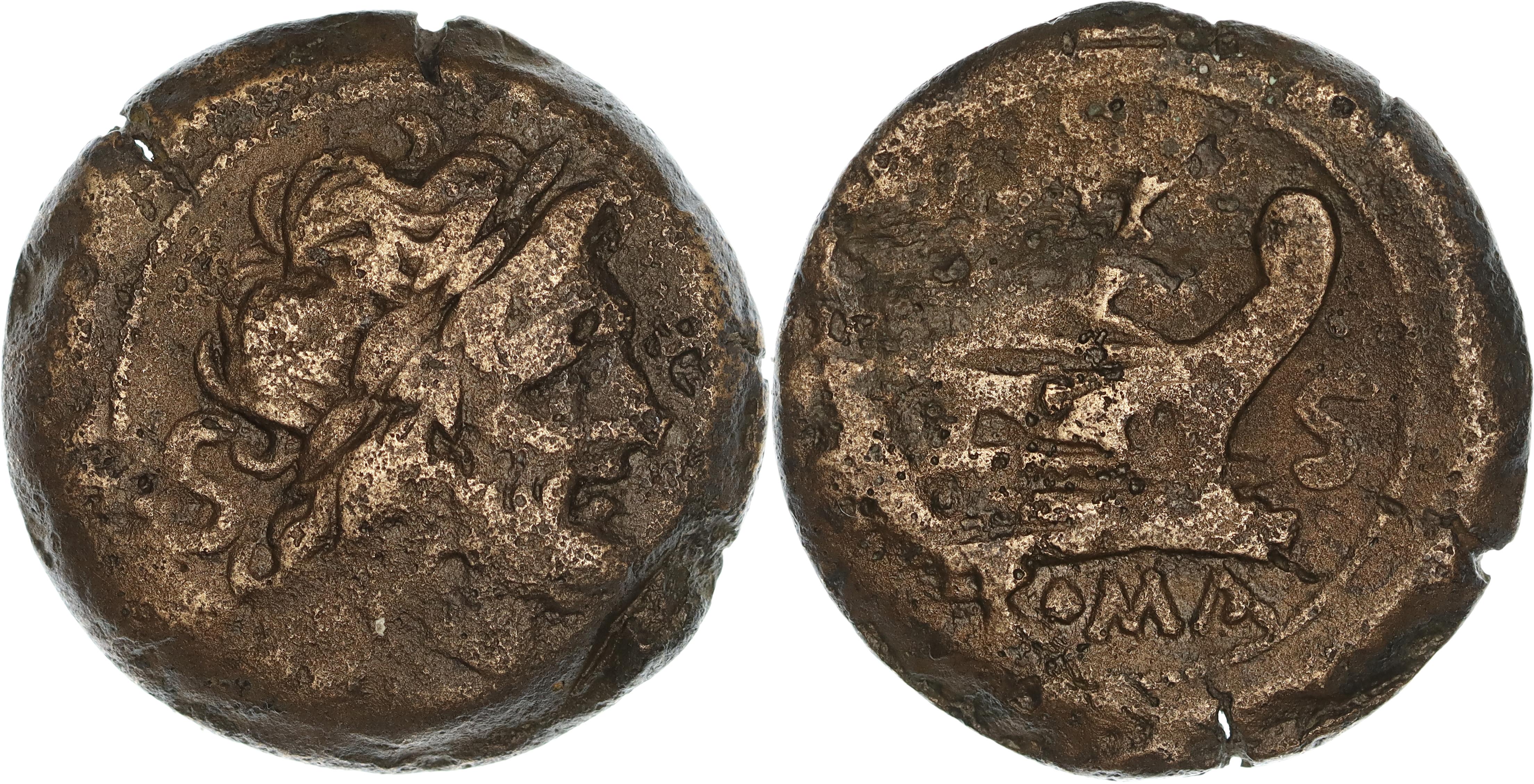 Roman Republic, Anonymous Coinage, Æ Semis, 206-195 BC, nVF