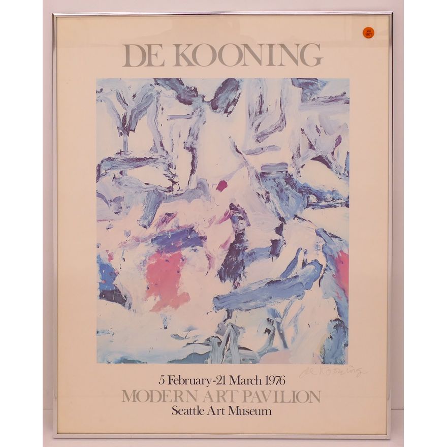 De Kooning Pencil Signed Seattle Art Museum Poster Framed- 28x22''
