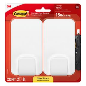 6.75 IN X 6.5 IN X 1.87 IN COMMAND 15 LB XL HEAVYWEIGHT WALL HOOK, DAMAGE FREE HANGING WALL HOOK WITH ADHESIVE STRIPS, HEAVY DUTY