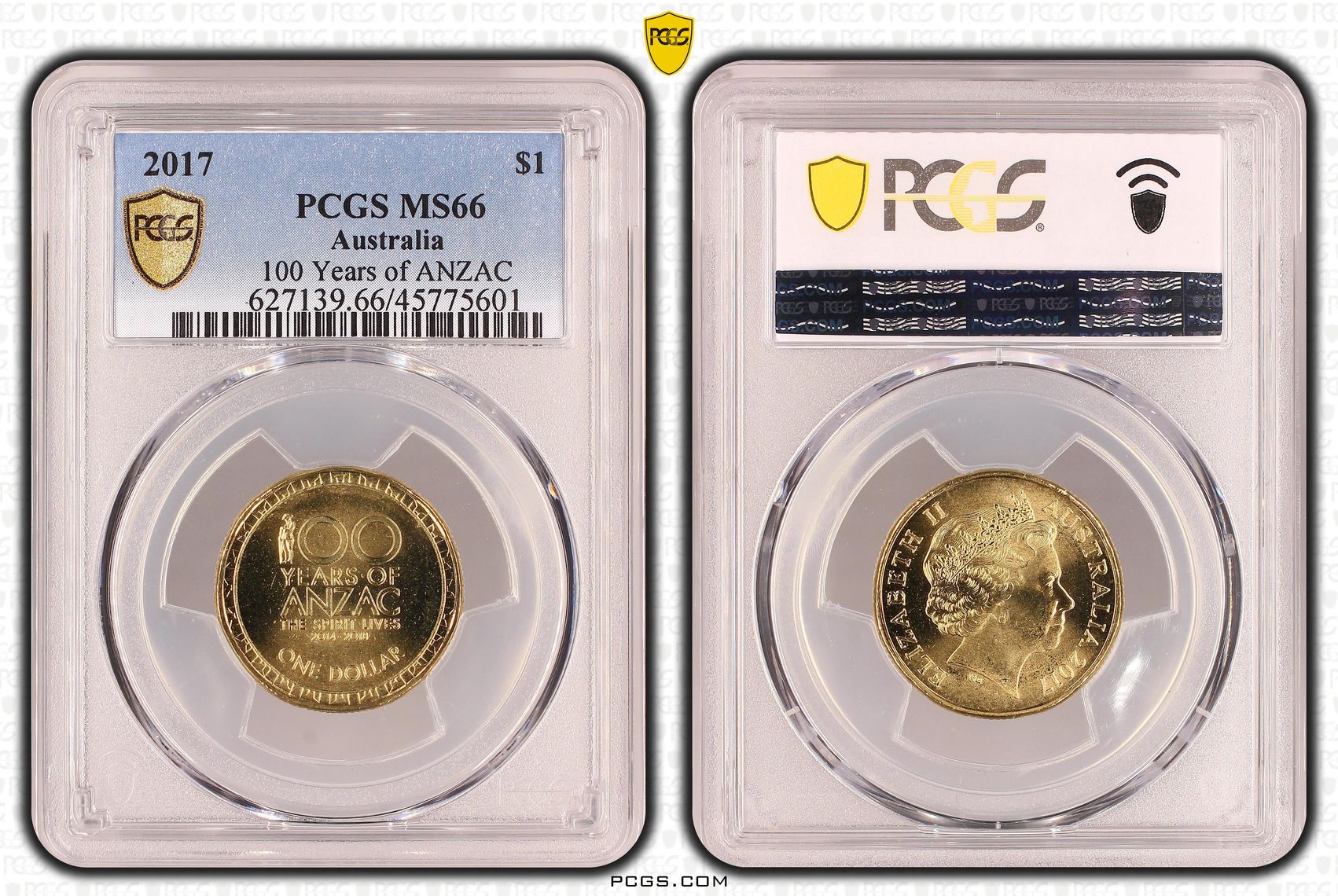 100 Years of ANZAC, One Dollar, 2017, PCGS MS 66