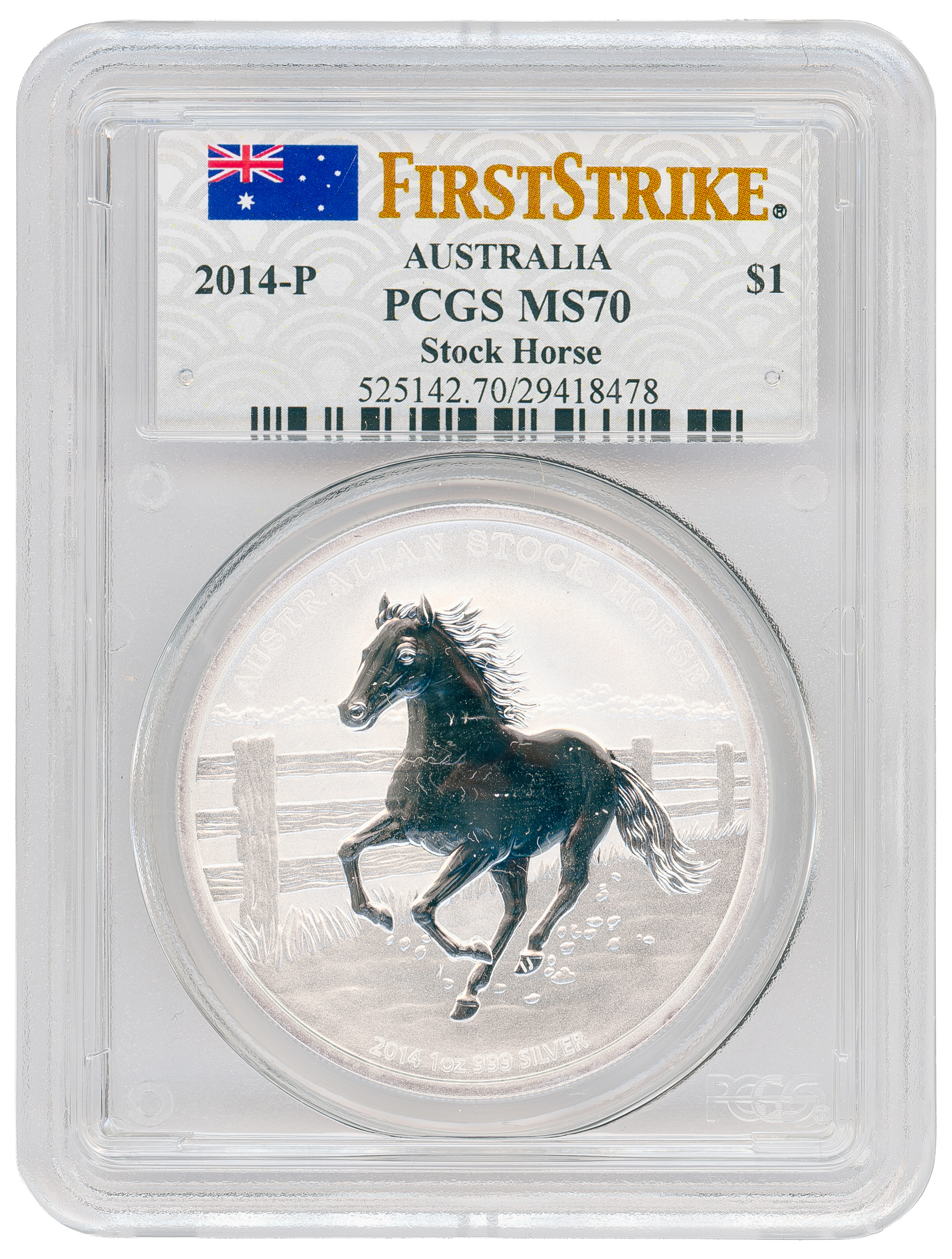 Stock Horse, One Dollar, 2014-P, PCGS MS70