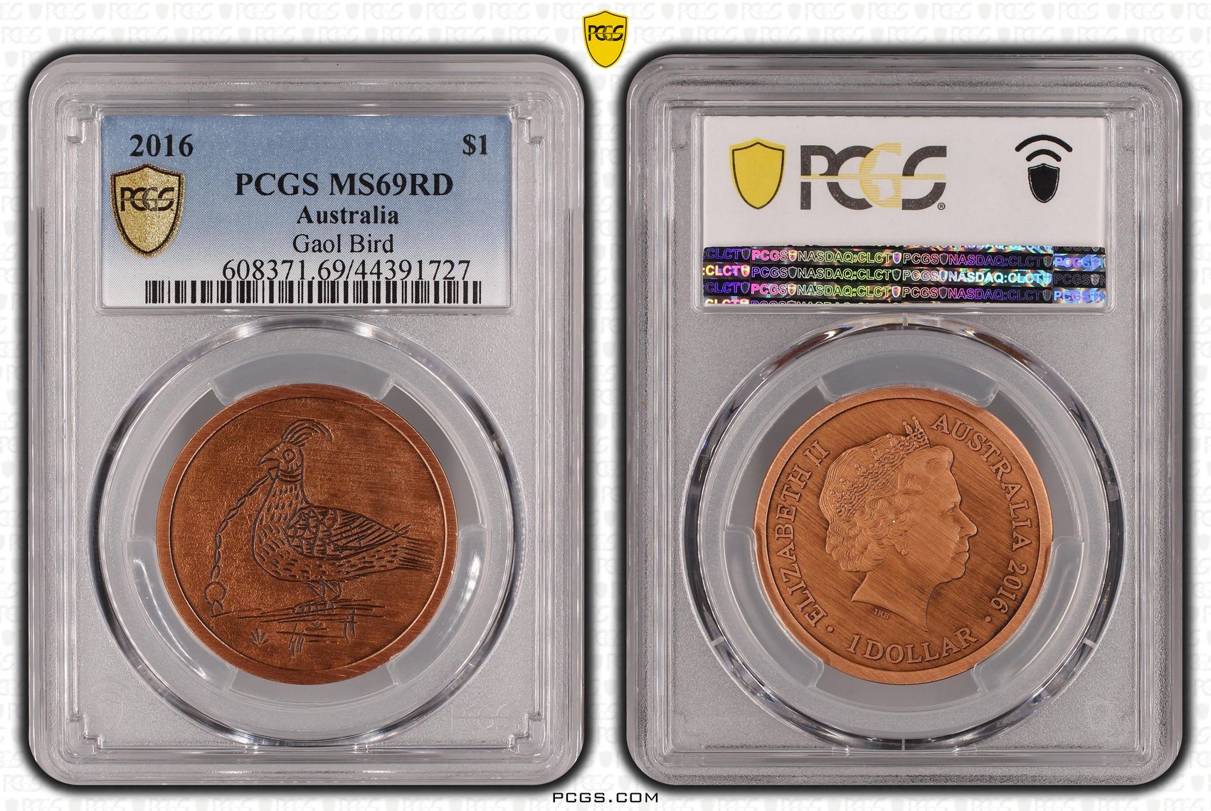 2016 Australia One Dollar, $1 Gaol Bird PCGS - MS69RD POP 17/0 -727
