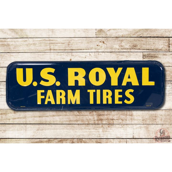 1952 US Royal Farm Tires Single Sided Metal Sign TAC 8.9