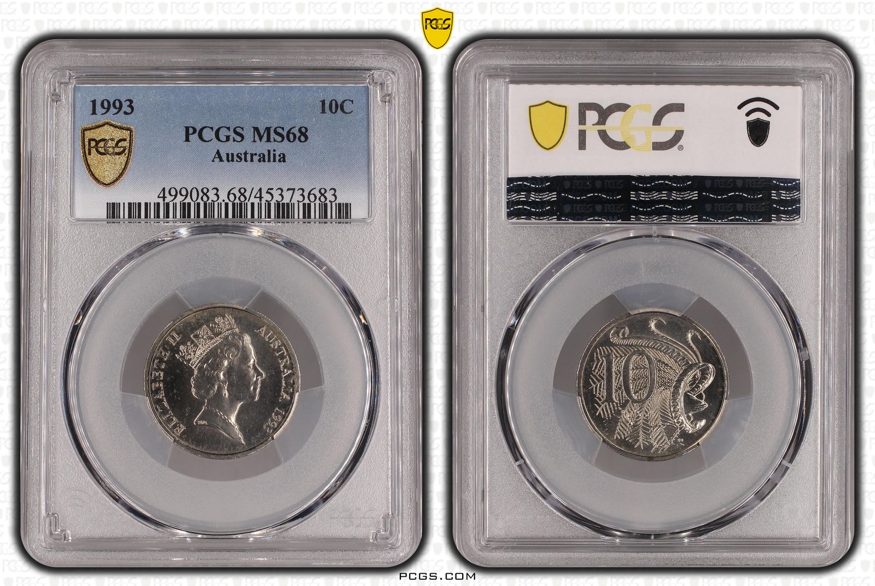 Elizabeth II, Ten Cent, 1993, PCGS MS68