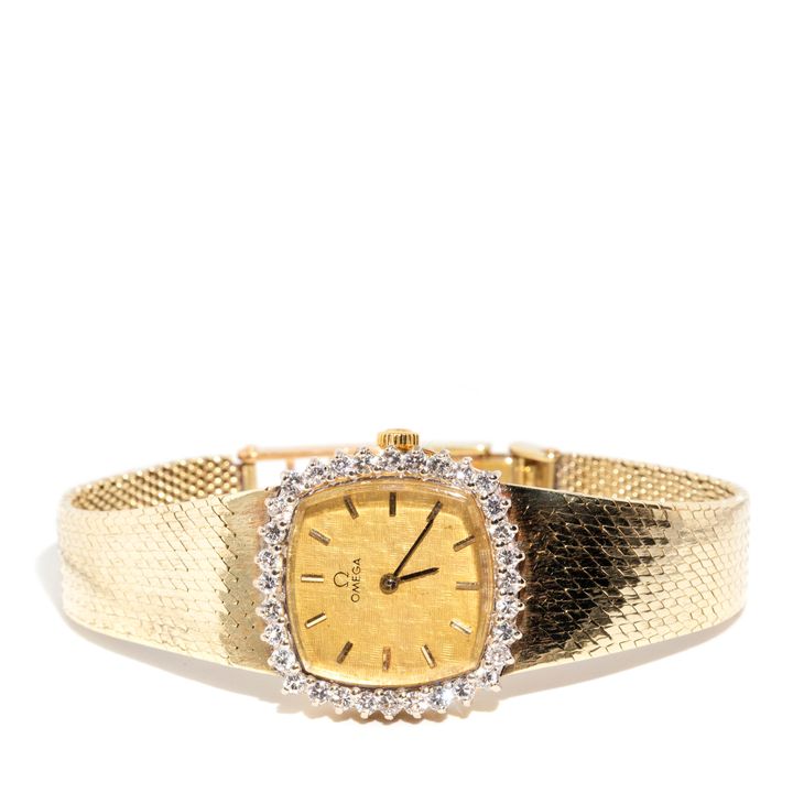 14 Carat Omega Ladies Watch with 1.00 Carats of Diamonds,