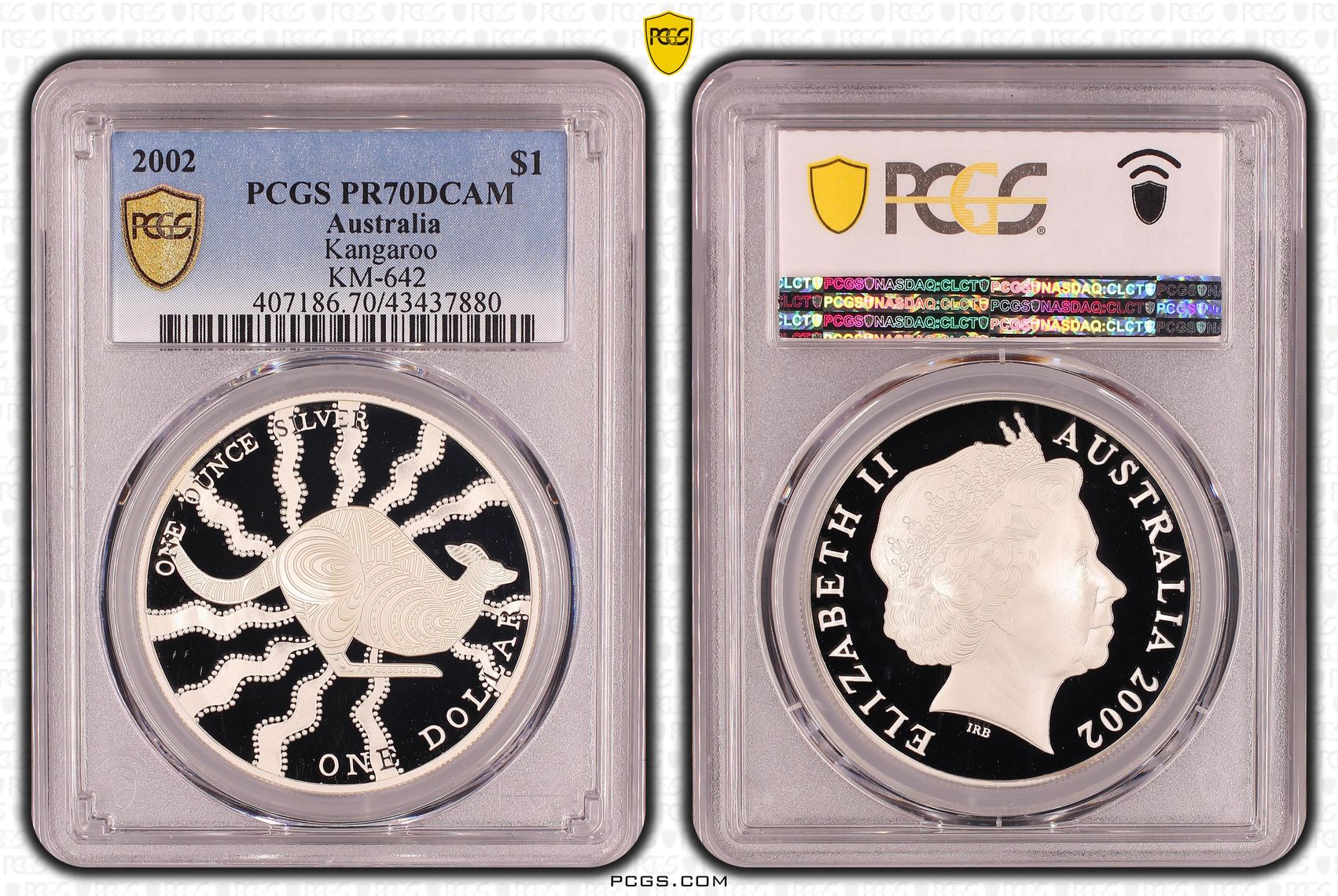 Elizabeth II, Silver, Kangaroo, One Dollar, PR70DCAM , 2002 PCGS POP - 7/0