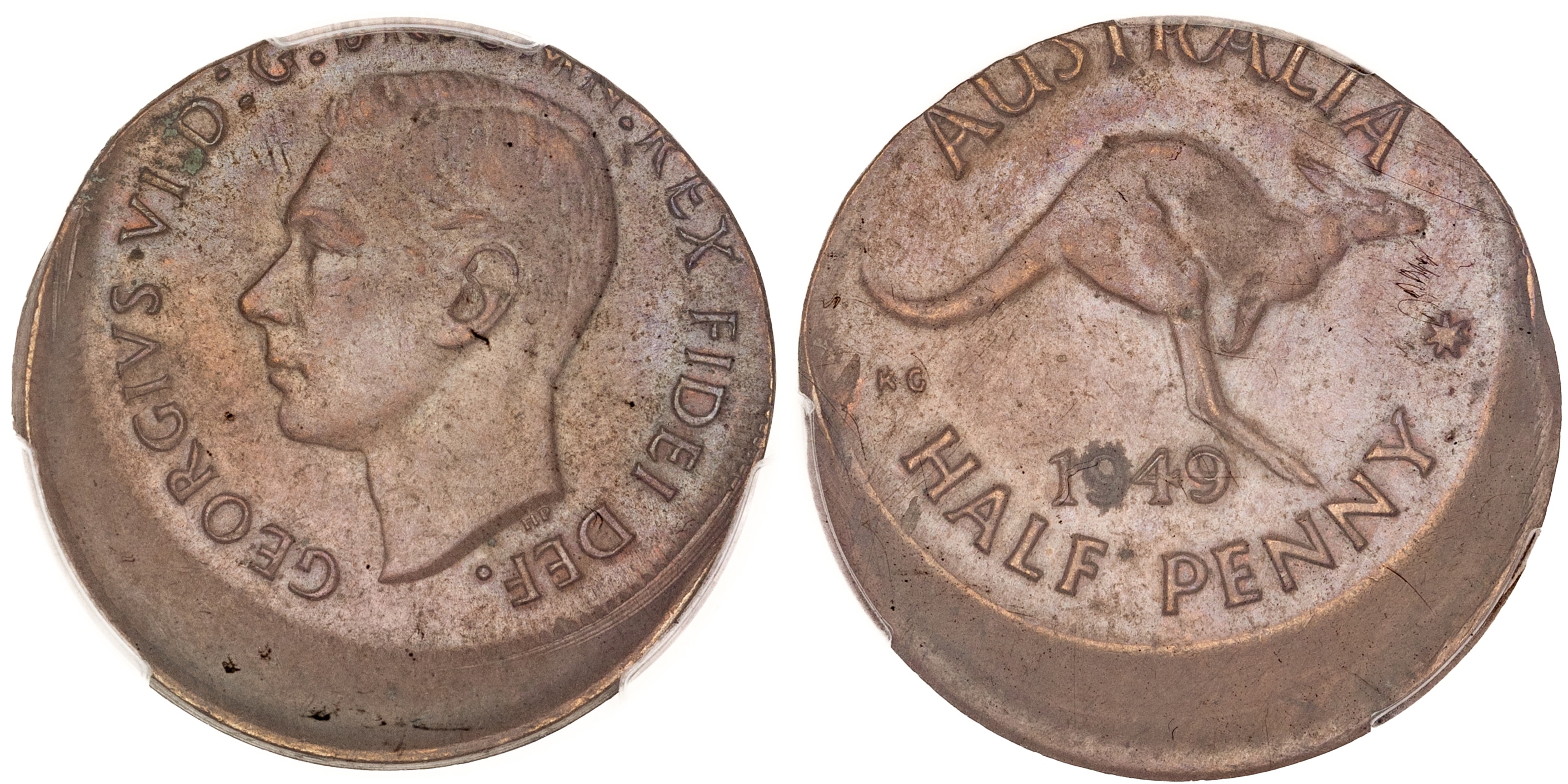 George VI, Halfpenny, 1949-Y., PCGS MS62BN