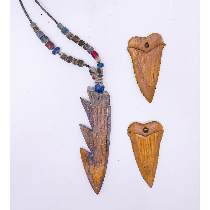 Box Alaskan Fossilized Ivory Harpoon Tip Necklace Etc