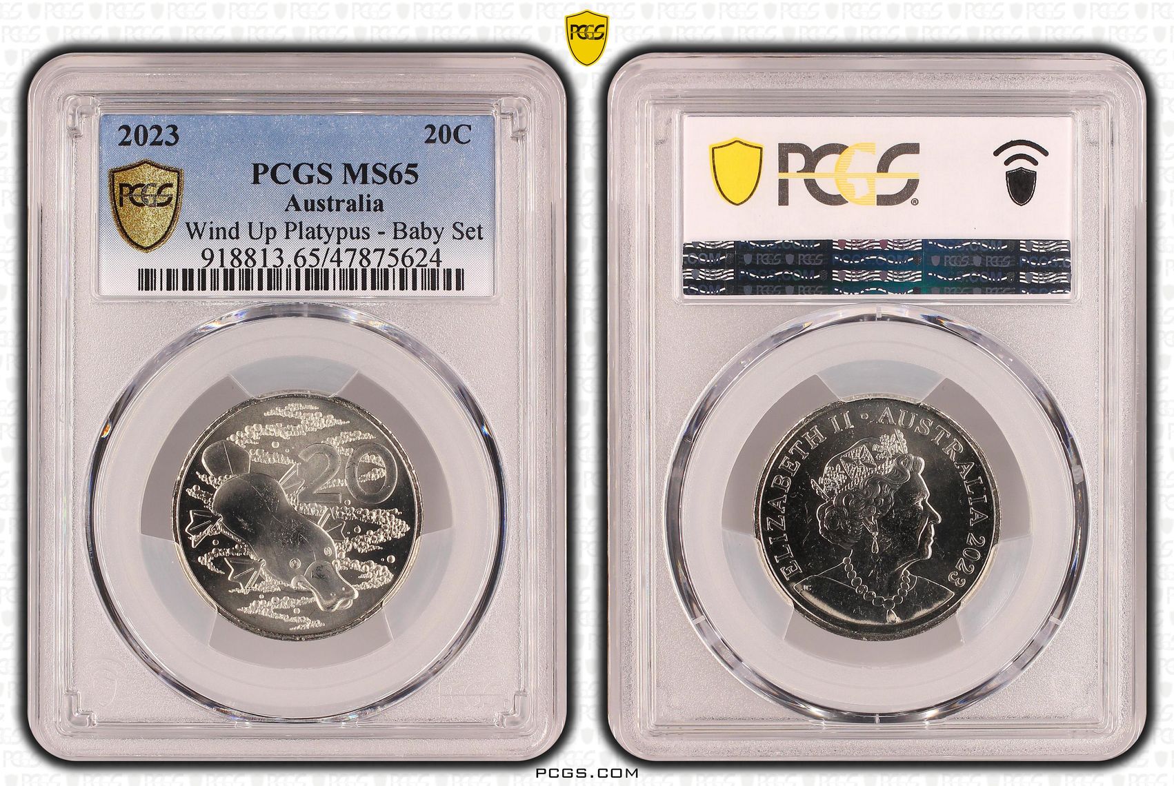 Wind Up Platypus - Baby Set , Twenty Cent, 2023, PCGS MS65