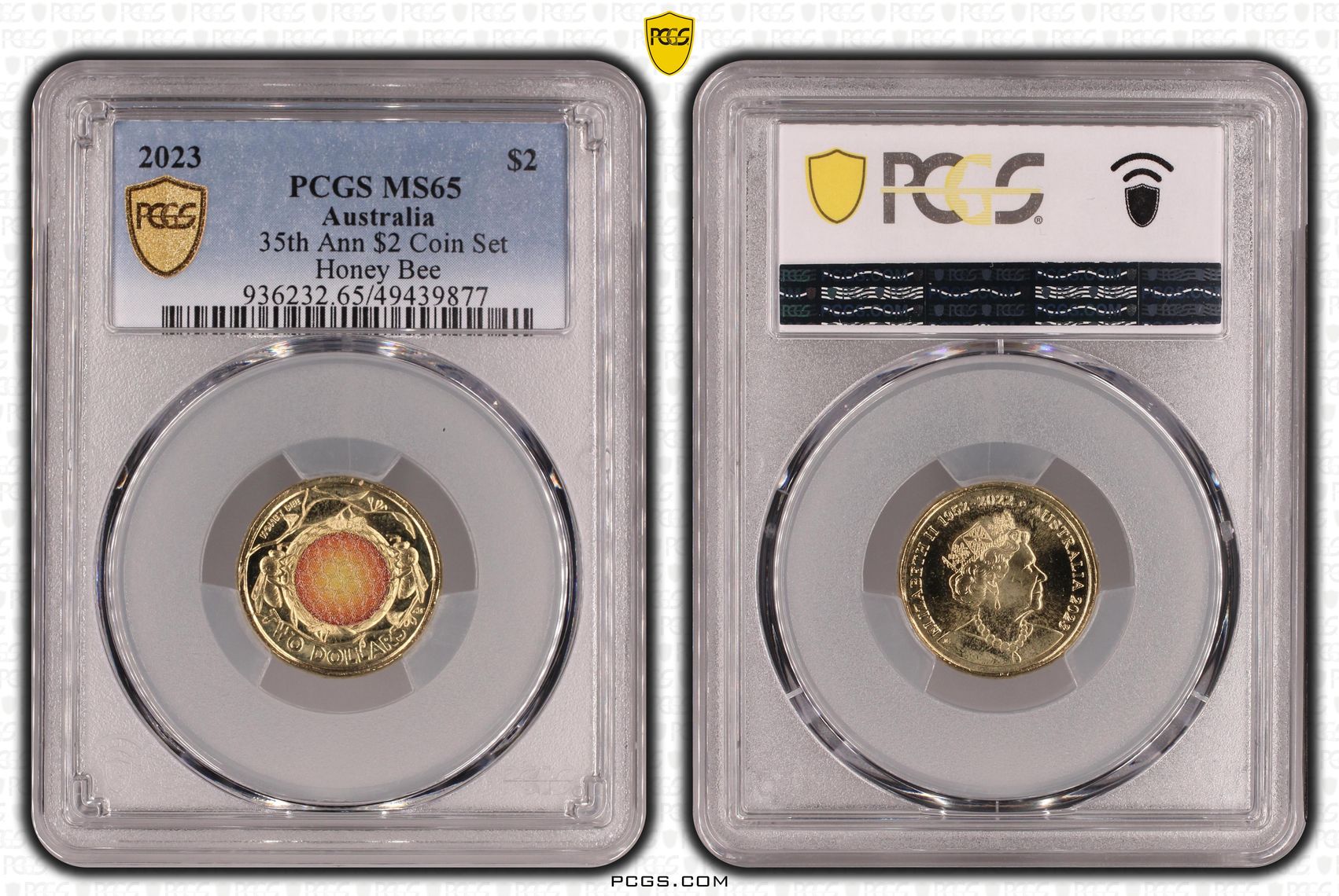 Elizabeth II, 35th Ann $2 Coin Set Colorized Honey Bee , Two Dollar, 2023, PCGS MS65