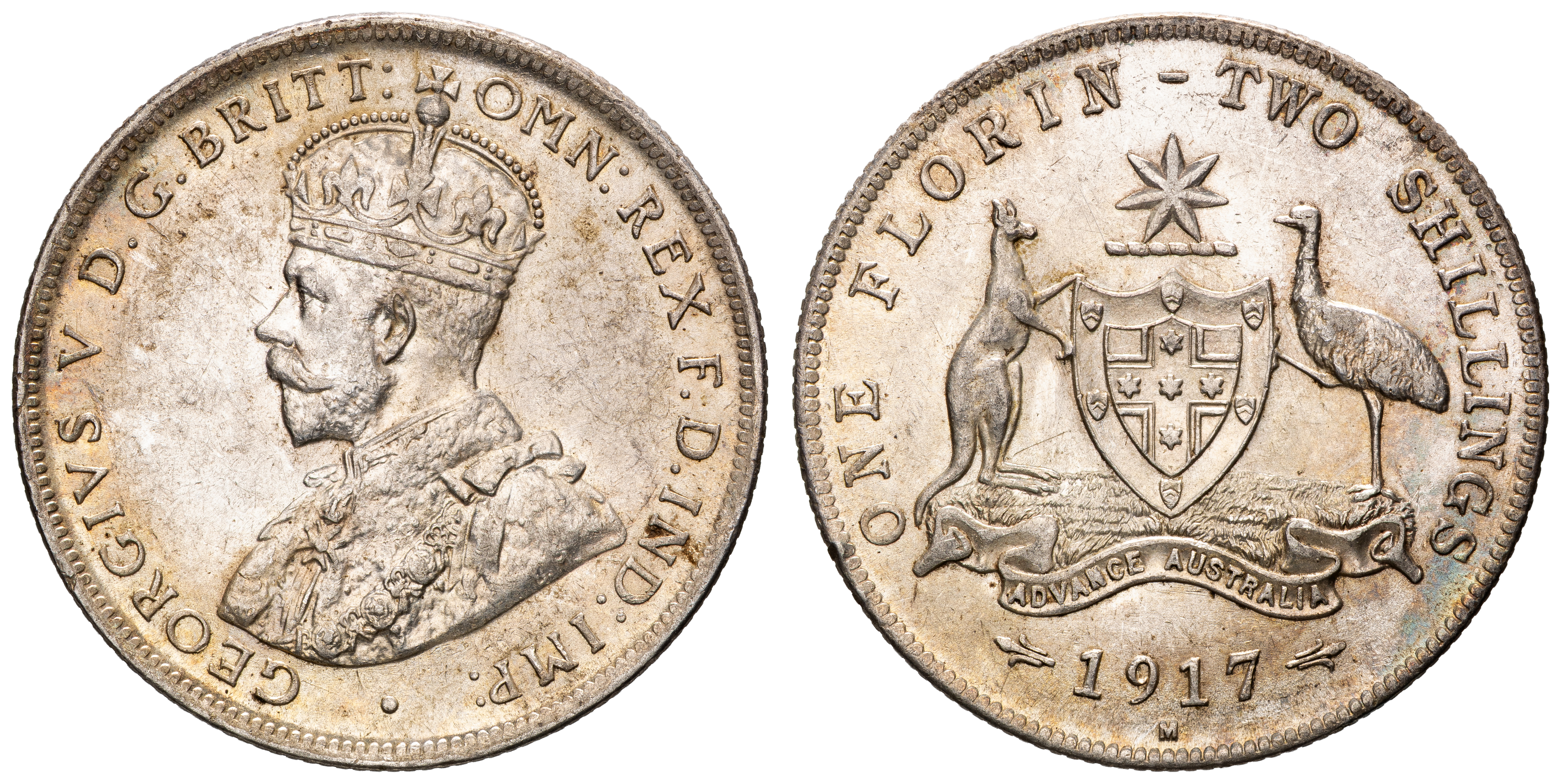 George V, Florin, 1917-M, aUNC