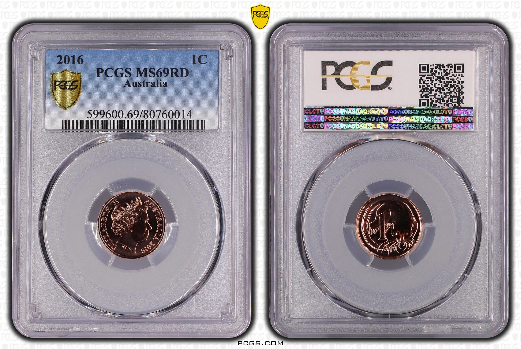 One Cent, 2016, PCGS MS 69RD