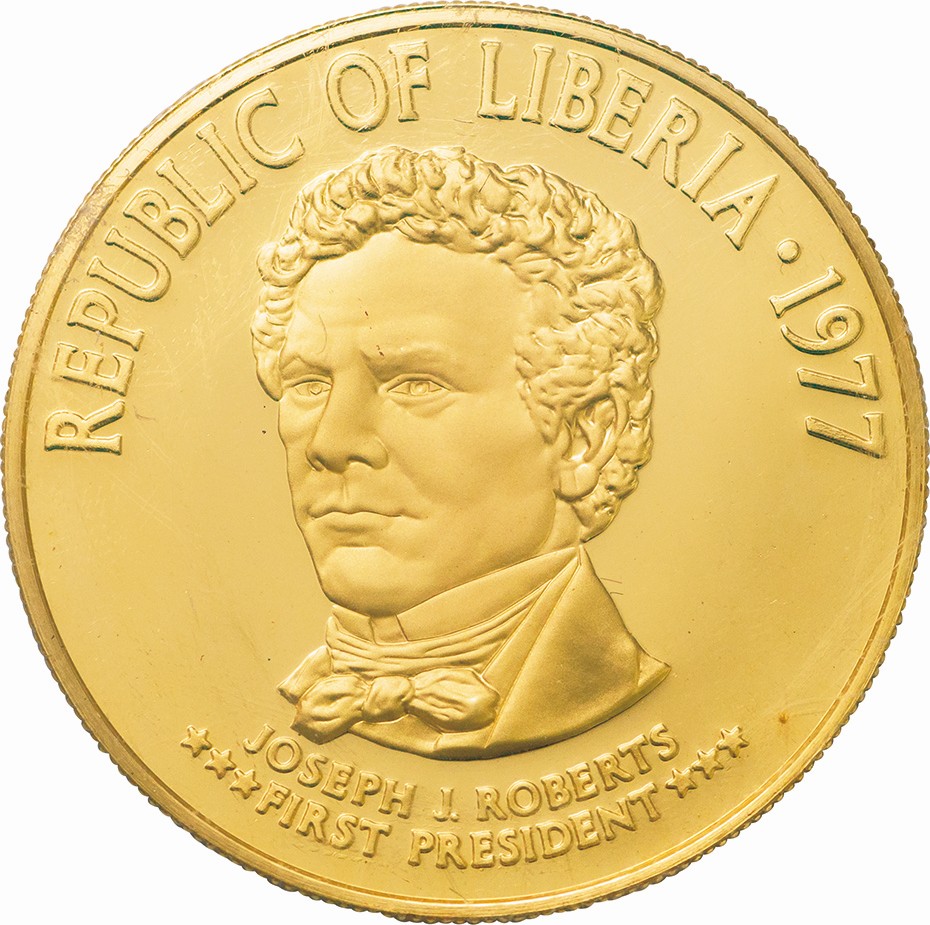 リベリア-Liberia. 100ドル(Dollars). 共和国130周年記念 ＜ロバーツ