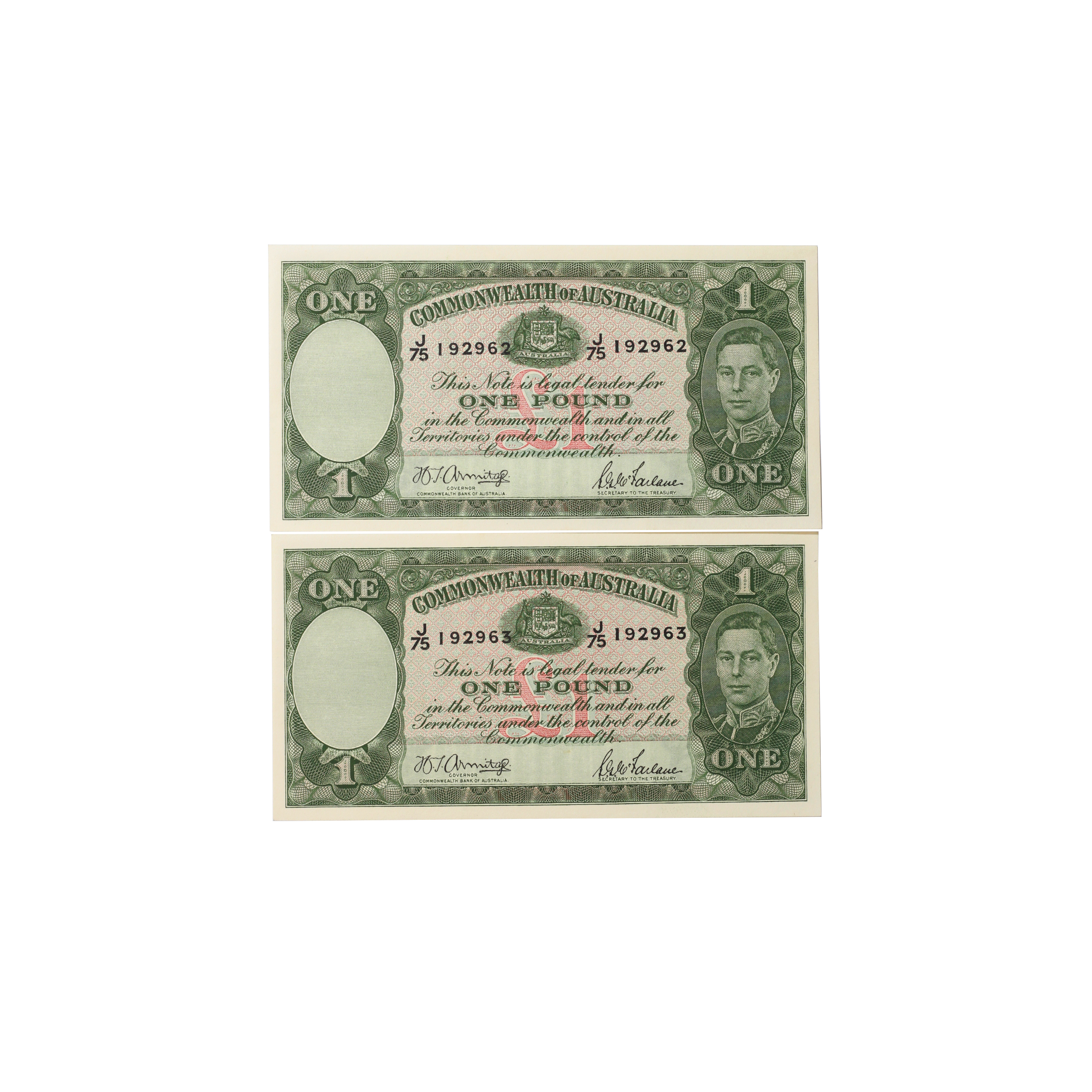 1888. · Armitage/McFarlane, One Pound,  1942, UNC