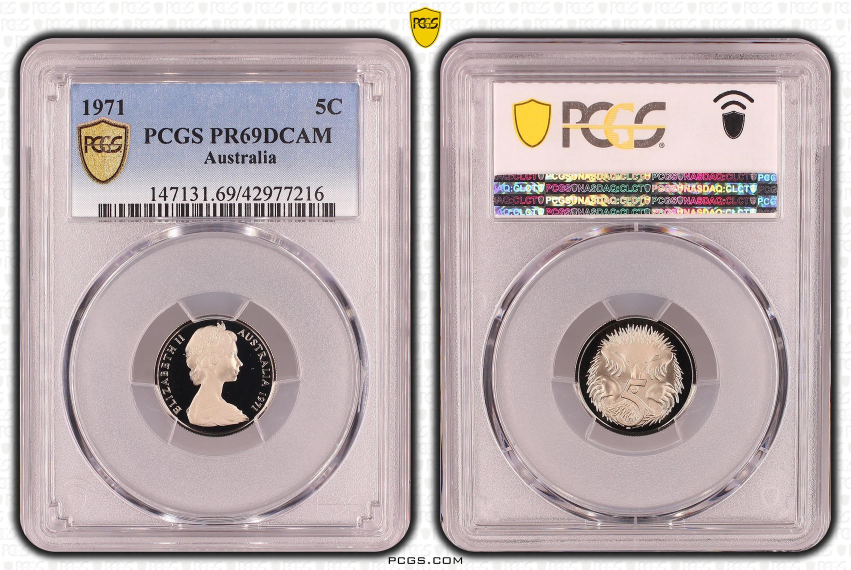 383 · 1971 Australia Five Cent, 5c PCGS - PR69DCAM -216