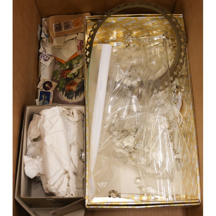 Box Old Lamp Crystals & Parts
