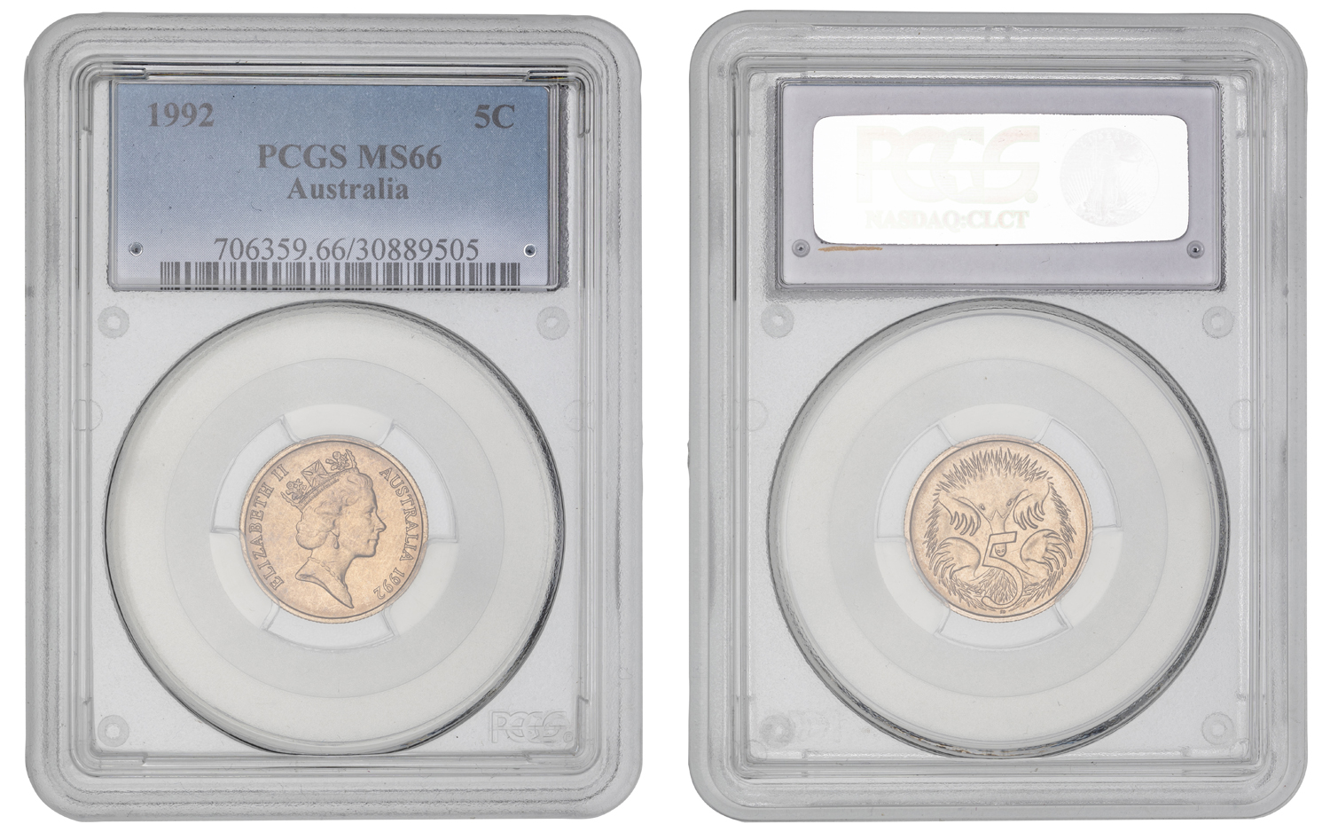 Elizabeth II, Five Cent, 1992, PCGS MS66
