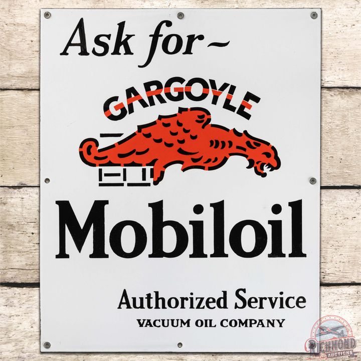 Ask for Gargoyle Mobiloil Vacuum Oil Company SS Porcelain Sign