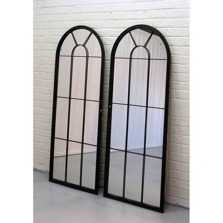 PAIR OF METAL FRAMED MIRRORS