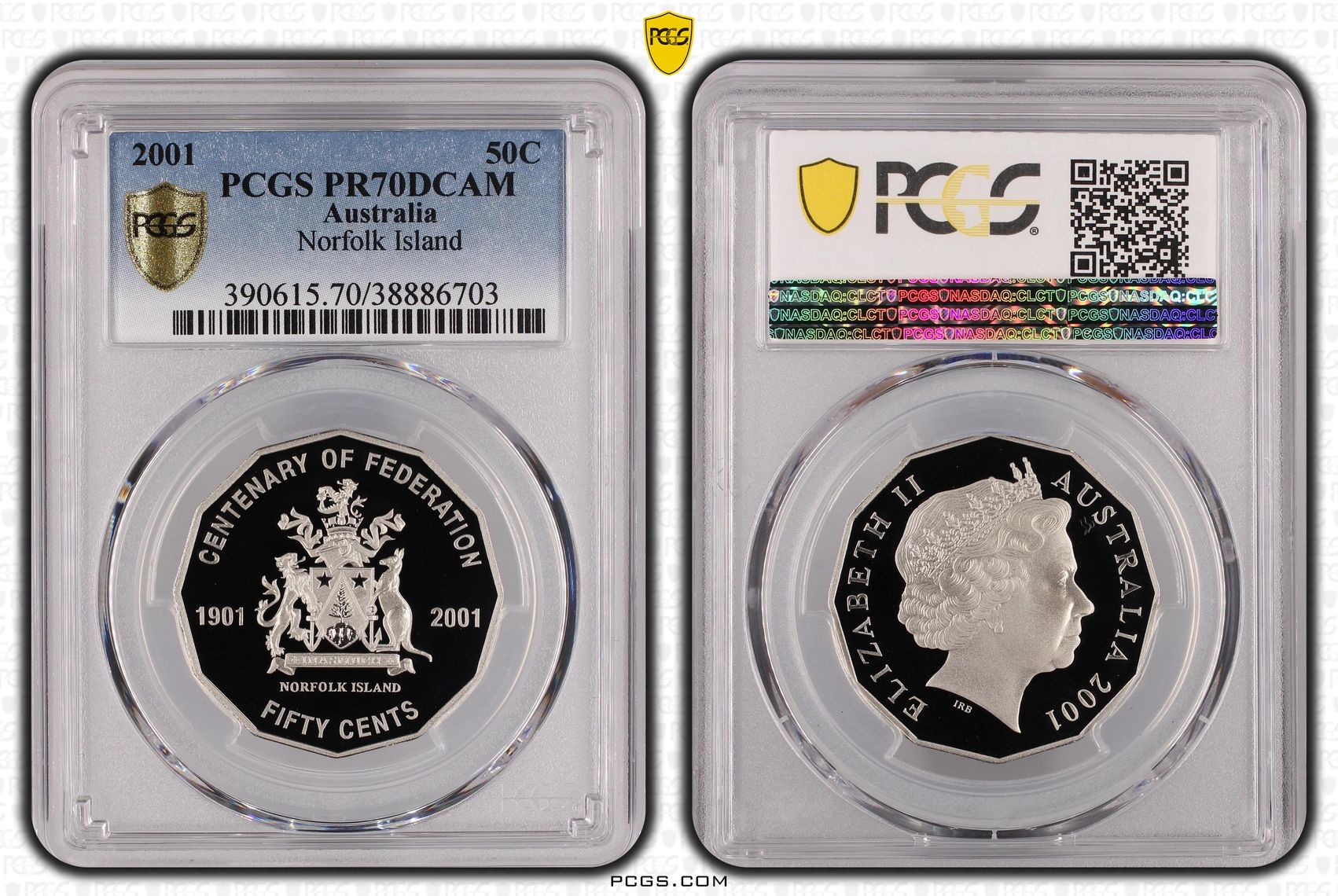 292 · 2001 Australia Fifty Cent, 50c Proof Norfolk Island PCGS - PR70DCAM POP 32/0 -703