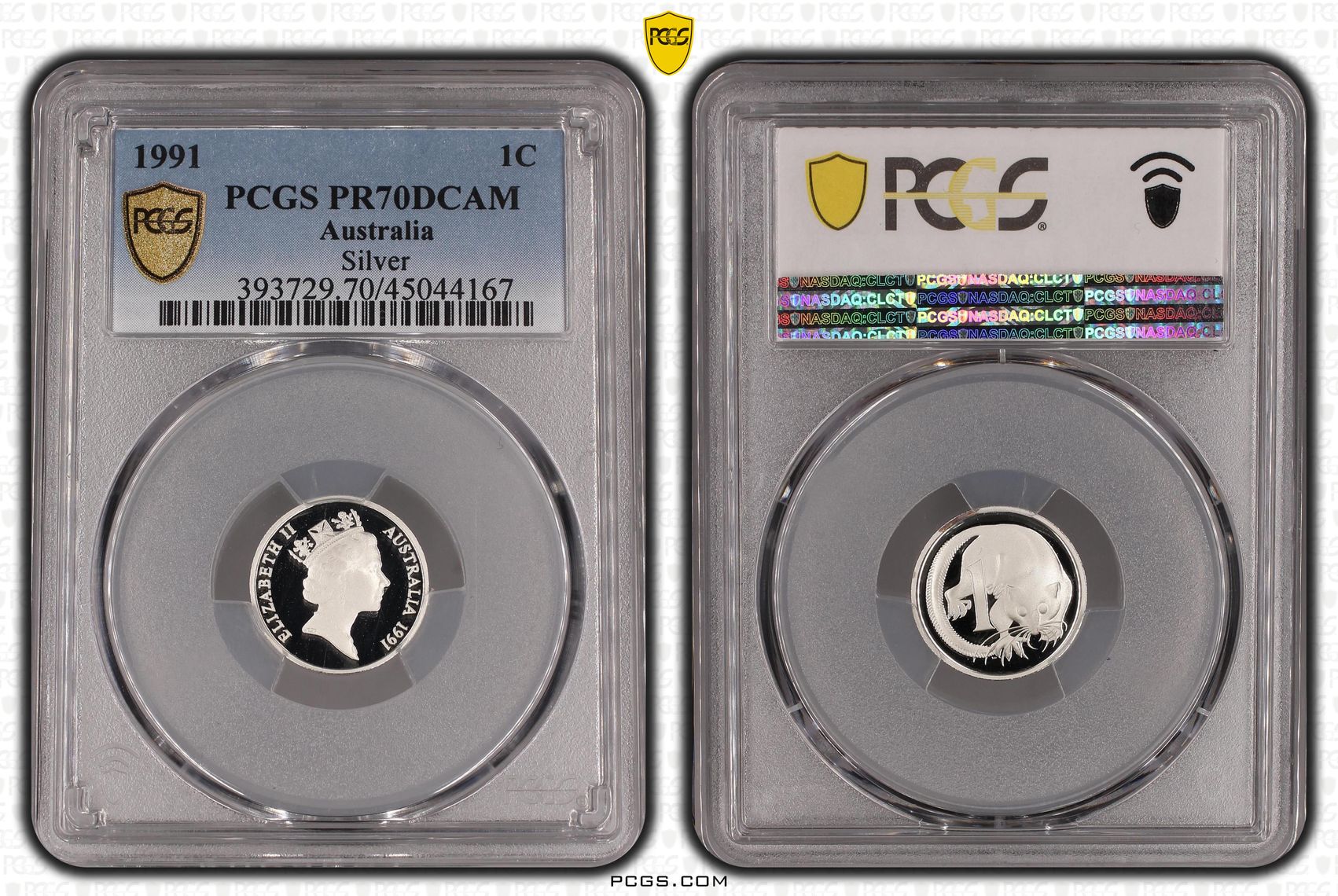 1991 Australia One Cent, 1c Proof Silver PCGS - PR70DCAM POP 53/0 -167