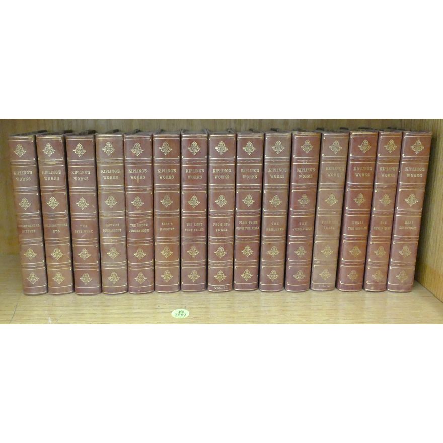 Set 15pc Rudyard Kipling Leather Bound Books