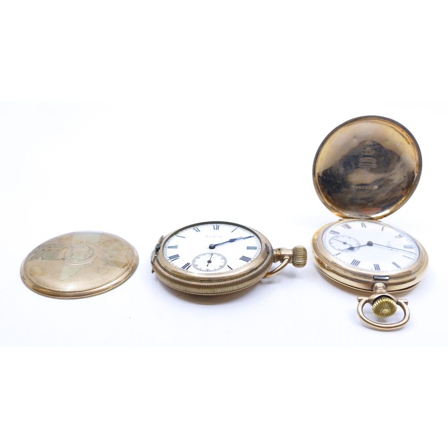 Box 2pc Antique Elgin GF Pocket Watches