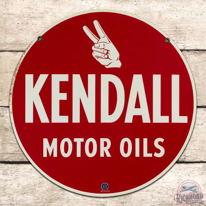 Terrific Kendall Motor Oils 24" Double Sided Tin Sign w/ Logo