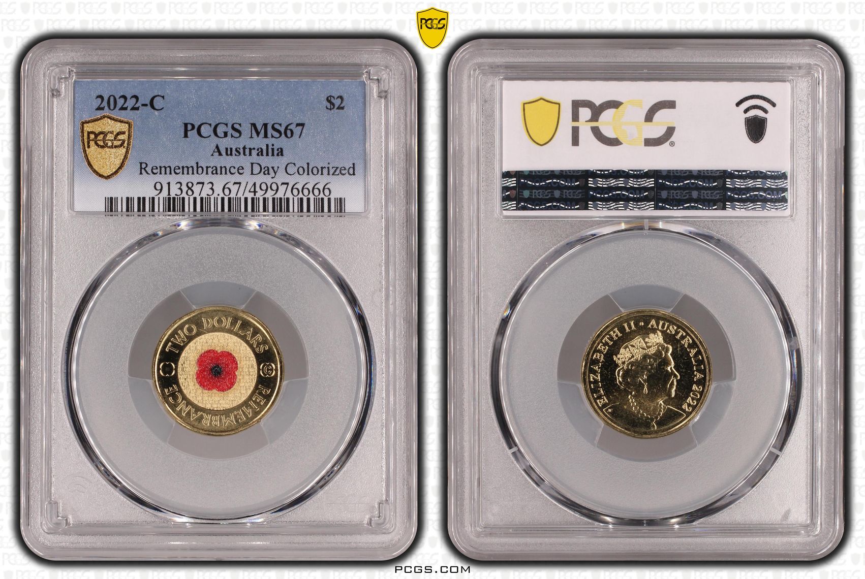 Remembrance Day Colorized , Two Dollar, 2022-C, PCGS MS67