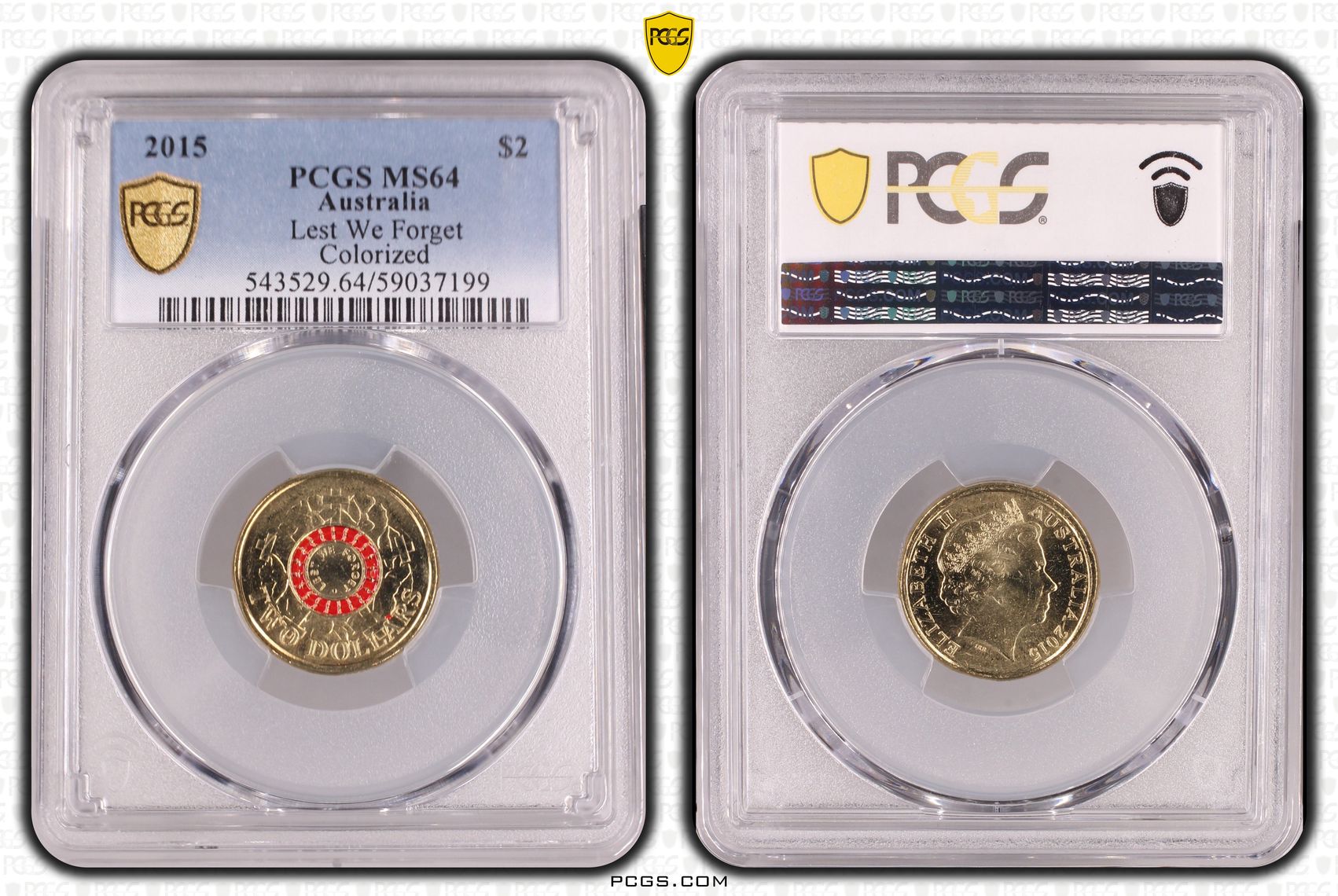 Lest We Forget Colorized, Two Dollar, 2015, PCGS MS64
