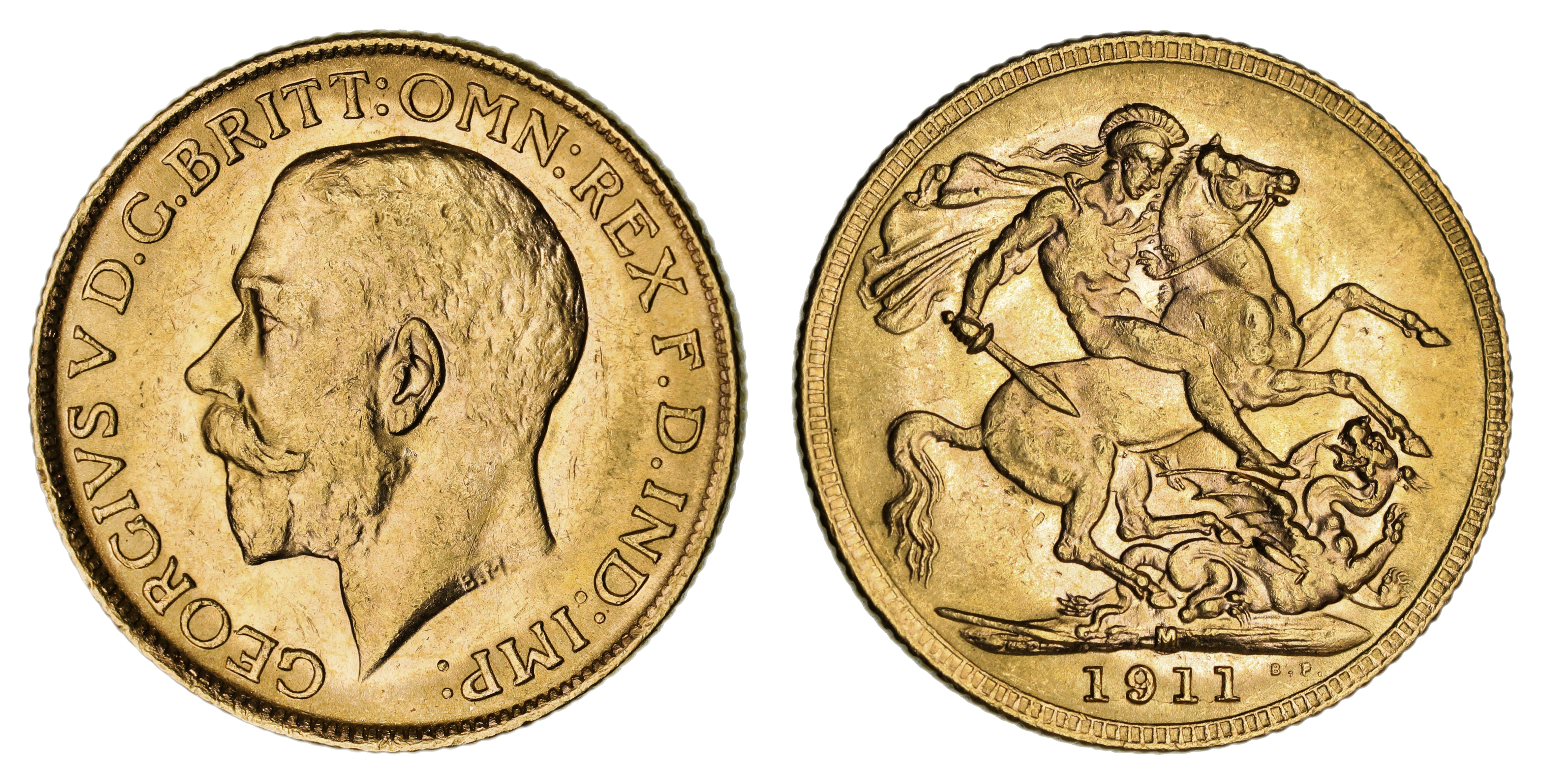 George V, St. George Reverse - Melbourne Mint, Sovereign, 1911, aUNC