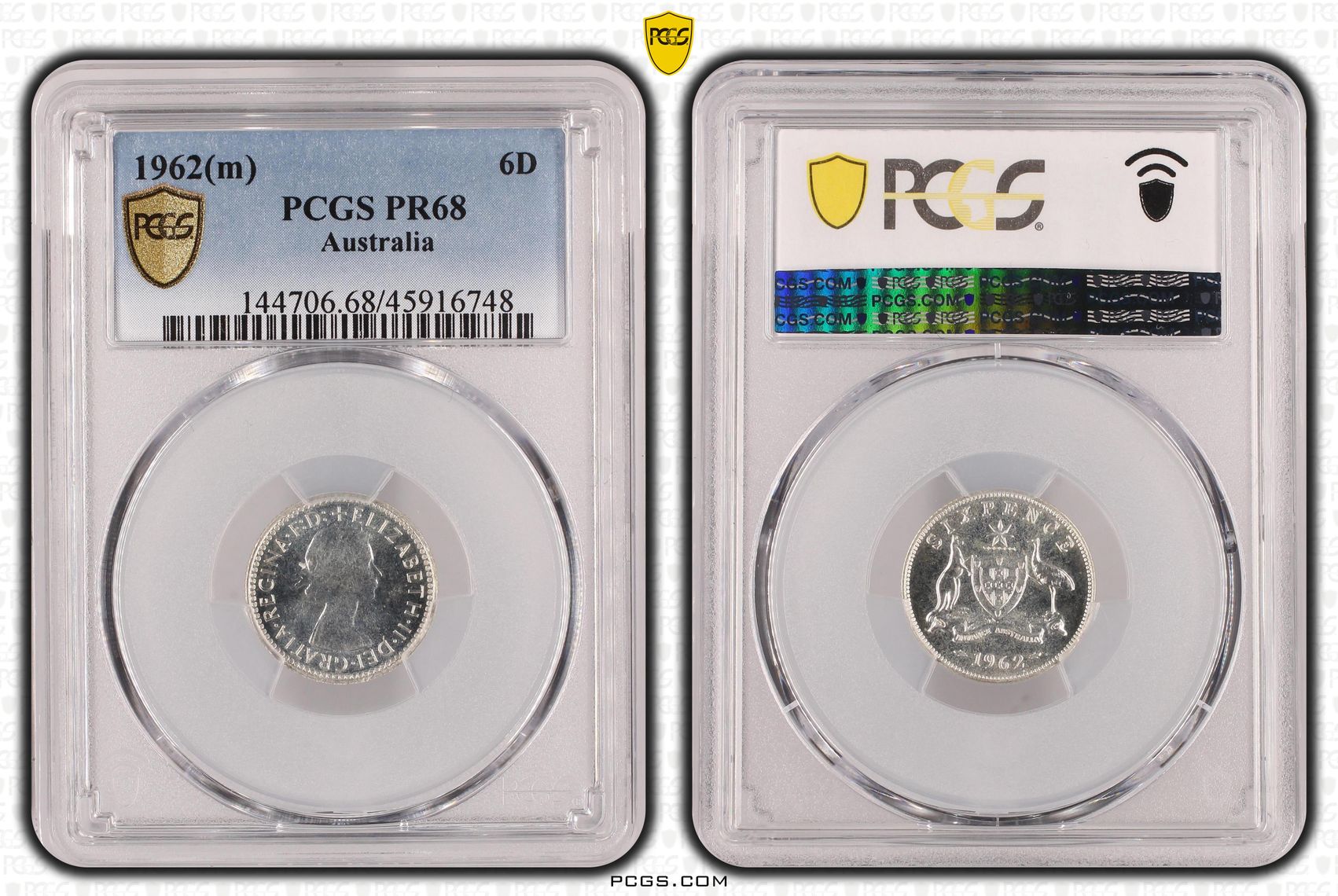 1962(m) Australia Sixpence Silver Proof PCGS - PR68 POP 1/0 -748
