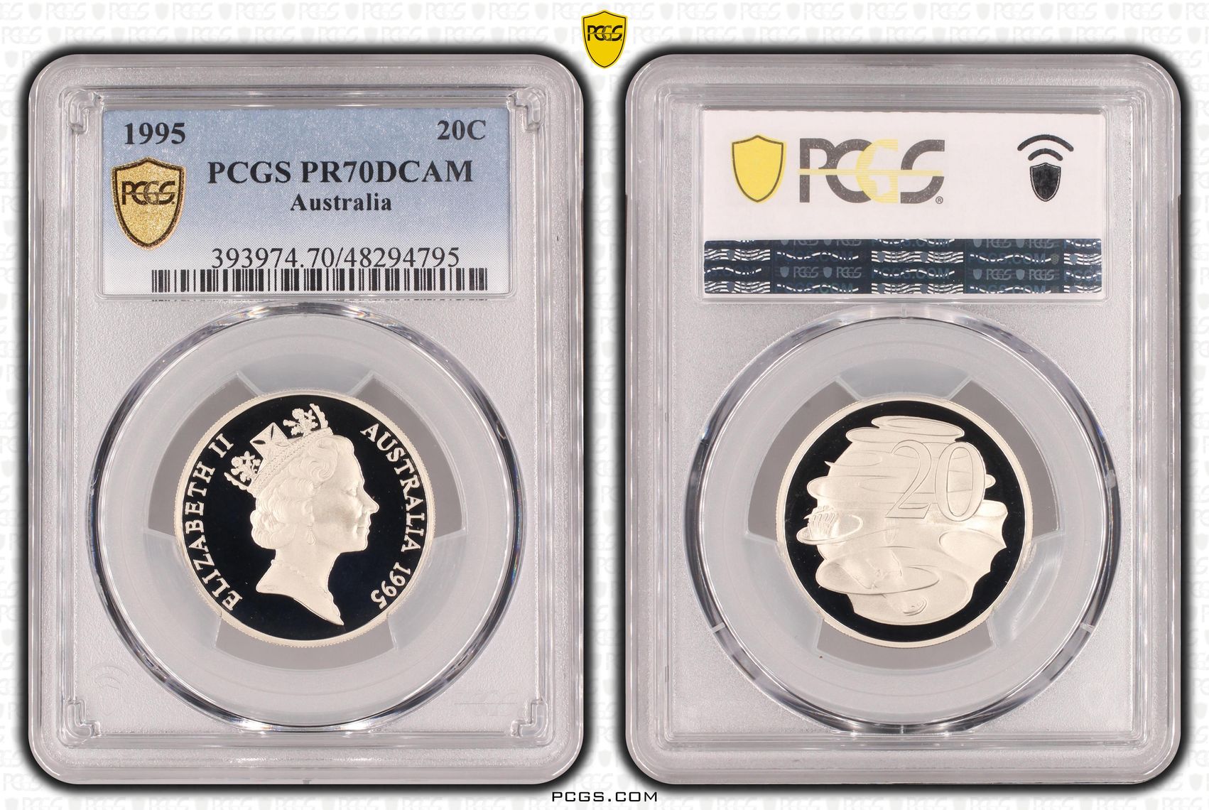 Twenty Cent, 1995, PCGS PR70DCAM