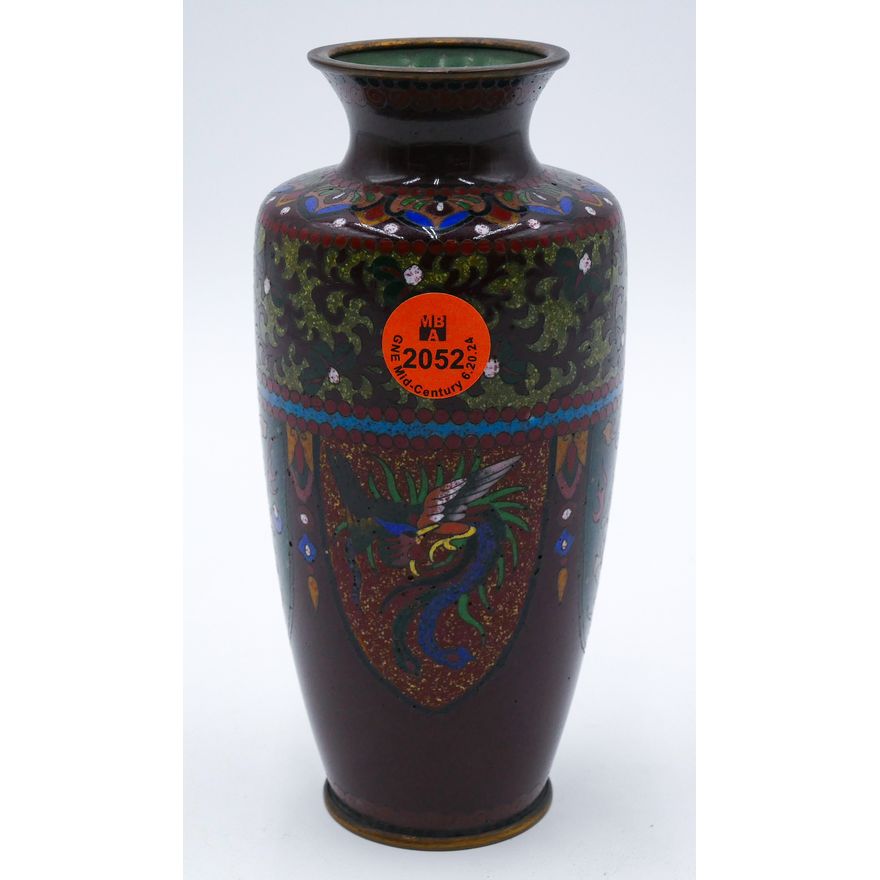 Ando Japanese Cloisonne Phoenix Cabinet Vase 6''