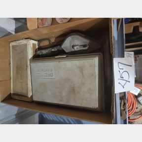 Vintage Dremel tool, c-clamp and accessories box