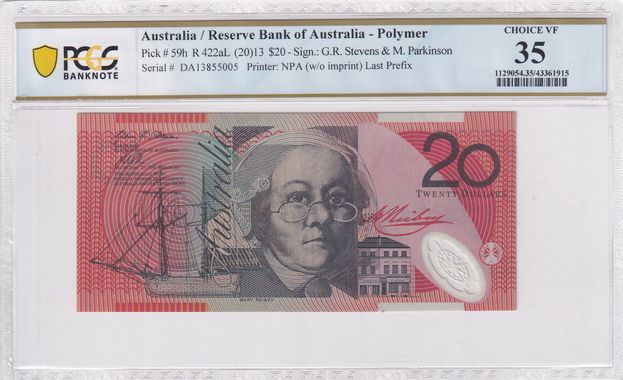Stevens/Parkinson, Twenty Dollars, 2013, PCGS Choice VF 35